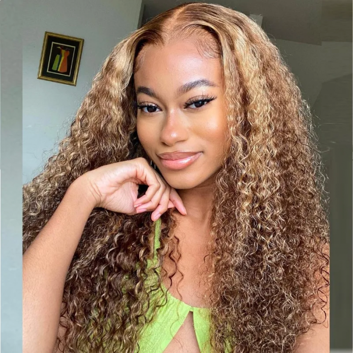 UNice Whatsapp Special Offer Honey Blonde13x5 T Part Lace Front Jerry Curly Wig