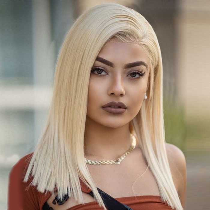 UNice 100% Human Hair 613 Blonde Straight Lace Frontal Wig