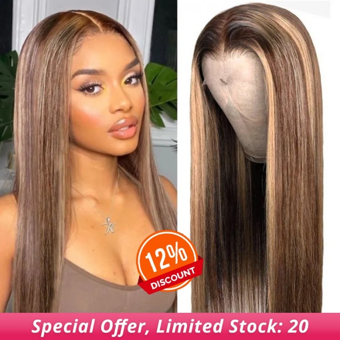 Whatsapp Exclusive Color Crush On Honey Blonde Highlight 13 by 4 Invisible Swiss Lace Front Wig