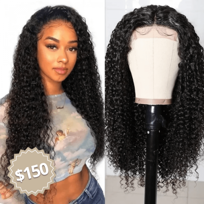 Jerry Curly Closure Wigs High Quality Hand Tied Lace Hair Part Line Natural Hair