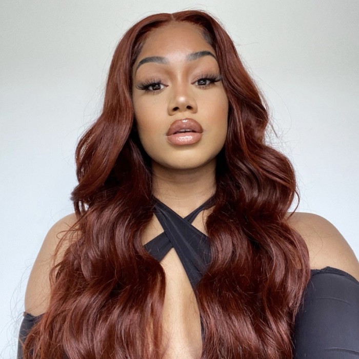UNice Whatsapp Special Offer Reddish Brown Body Wave Human Hair Lace Part Wig Spring Perfect Color For Deeper Skintones
