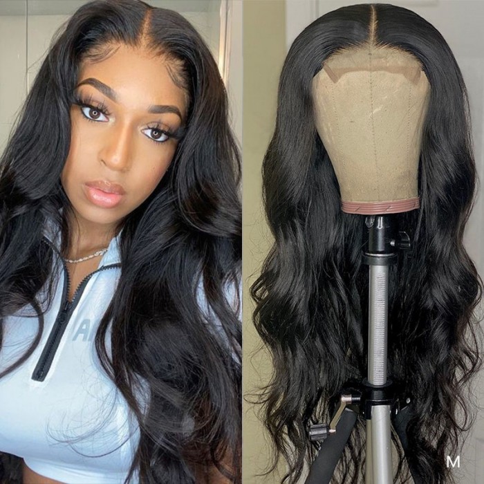 UNice Middle Part Body Wave Swiss Lace Virgin Hair Wig