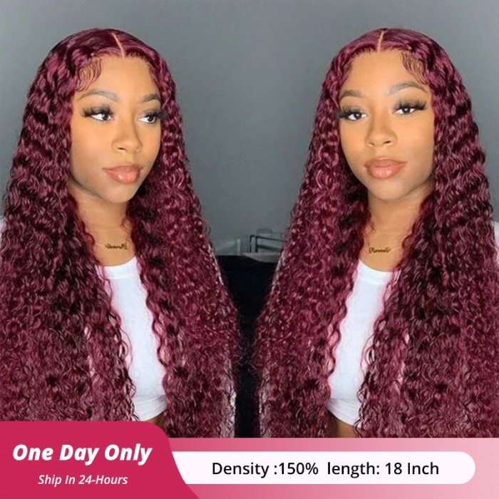 Flash Sale 99j Hair Color Curly Lace Part Wig
