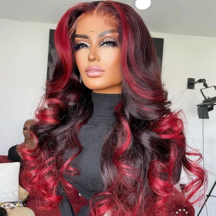 UNice-Dark-Burgundy-With-Rose-Red-Highlights-13x4-Lace-Front-Loose-Wave-Wig