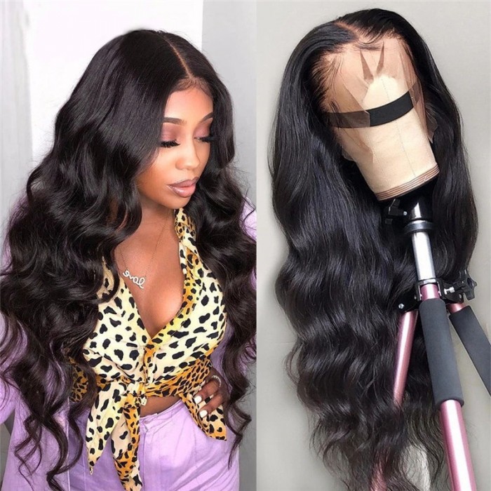 UNice Body Wave Fake leather lace hair cap wigs with Bleached Knots ...