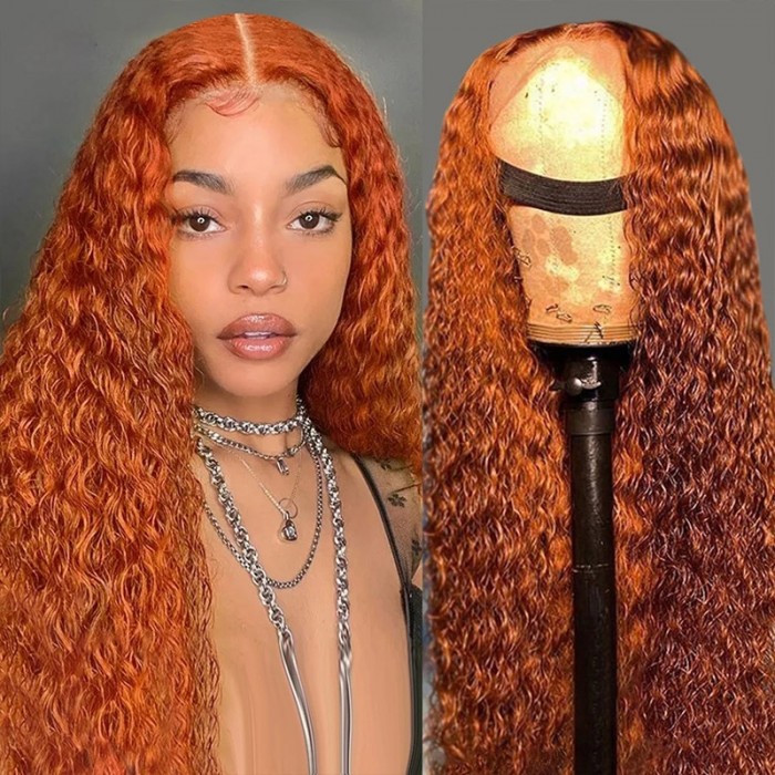 UNice Burnt Orange Hair Colored Wet and Wavy 13x5 T Part Lace Wig