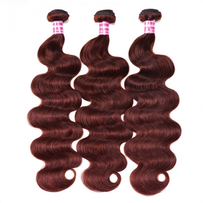 UNice Mahogany Reddish Brown Body Wave 3Pcs 100% Remy Human Hair Bundles