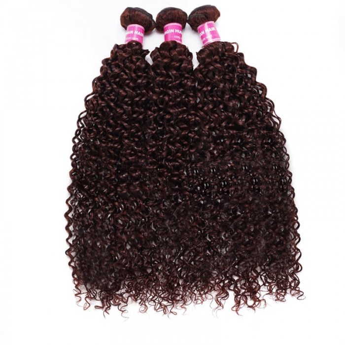 UNice Mahogany Red Brown Jerry Curl 3Pcs 100% Remy Human Hair Bundles
