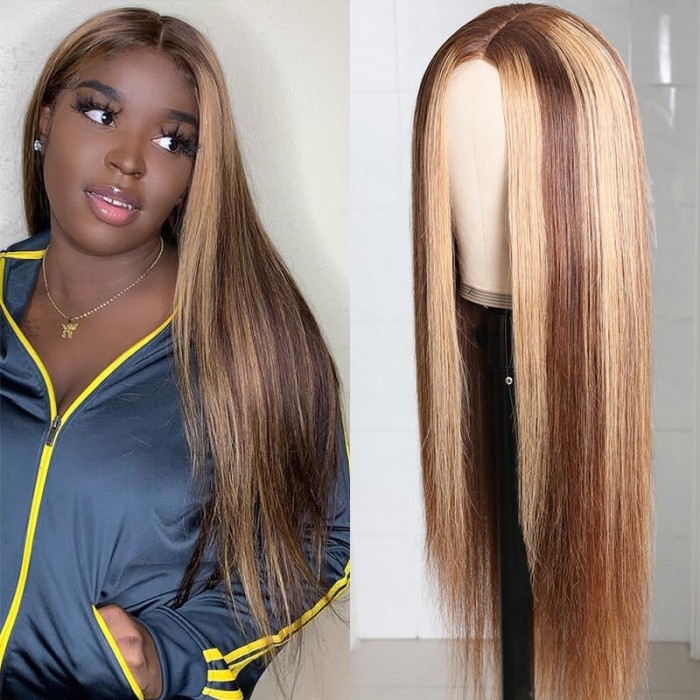 Unice Highlight Straight Human Hair Wigs Honey Blonde
