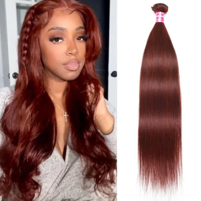 UNice Reddish Brown Straight 1Pc 100% Remy Human Hair Bundle