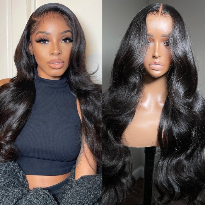 UNice 6x4.5 Pre Cut Lace Quick & Easy Body Wave Black Wig With Breathable Cap