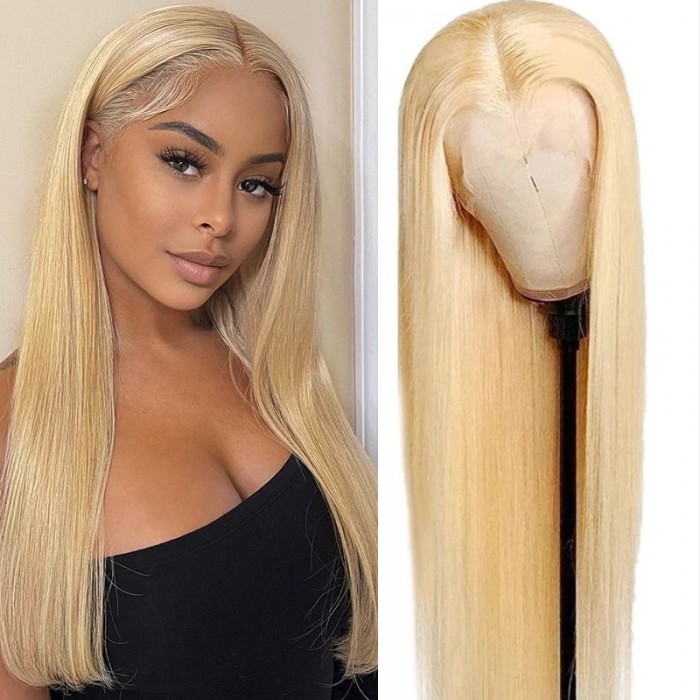 Spring New 613 Blonde 180% Density Transparent 360 Lace Wig Straight Human Hair