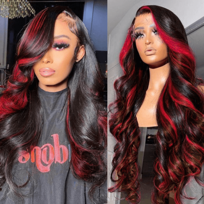 UNice-Dark-Burgundy-With-Rose-Red-Highlights-13x4-Lace-Front-Loose-Wave-Wig