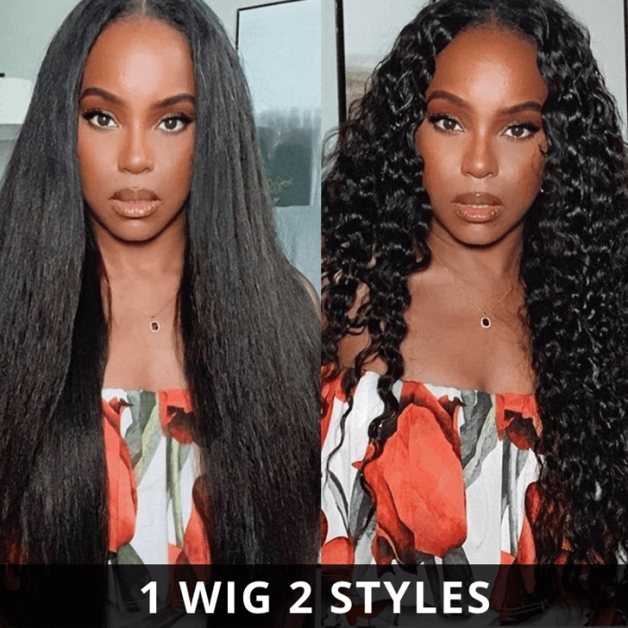 UNice Magic Wet And Wavy V Part Curly Human Hair Black Wig