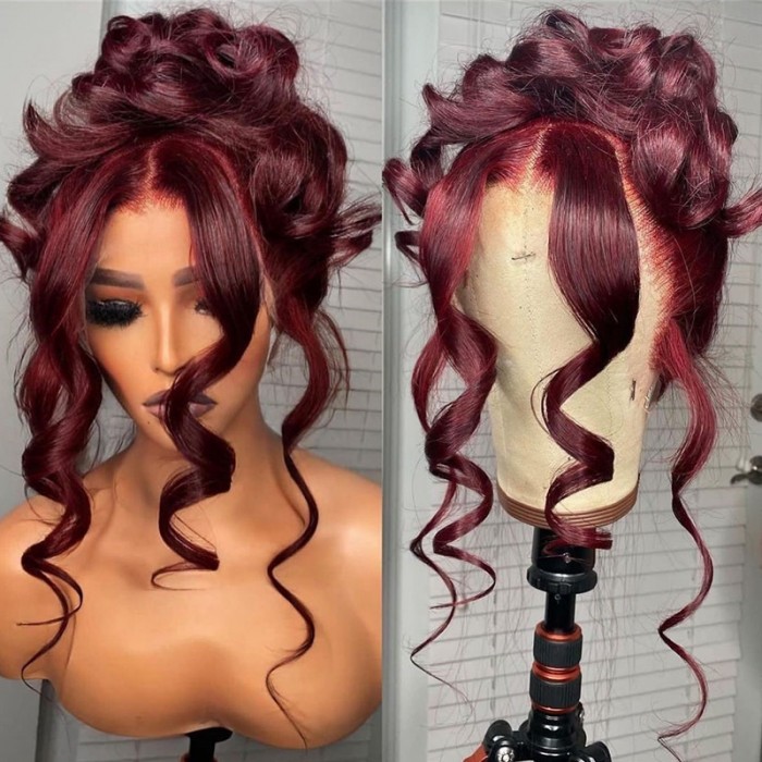 UNice 99J Straight Wig 13x4 Burgundy Lace Front Human Hair Wig