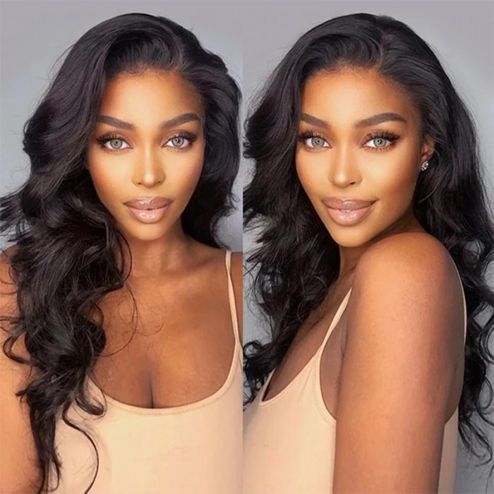 UNice Body Wave HD Invisible Lace Front Human Hair Wigs 13x4 Natural Color Pre Plucked 180% Density