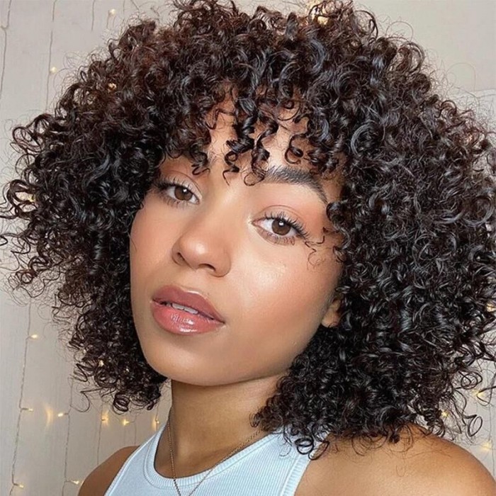 12 Inch #2 Kinky Curly Short Wig Wear And Go