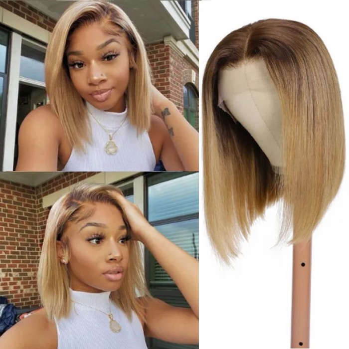 UNice Ombre Brown Layered Lob Lace Front Wig