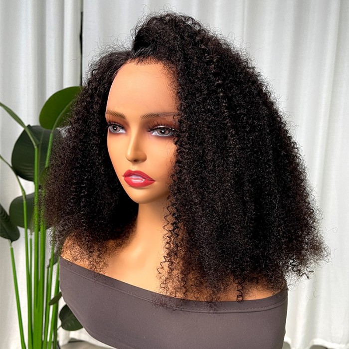 UNice Coily 13x4 Lace Front Short Black Human Hair Wig