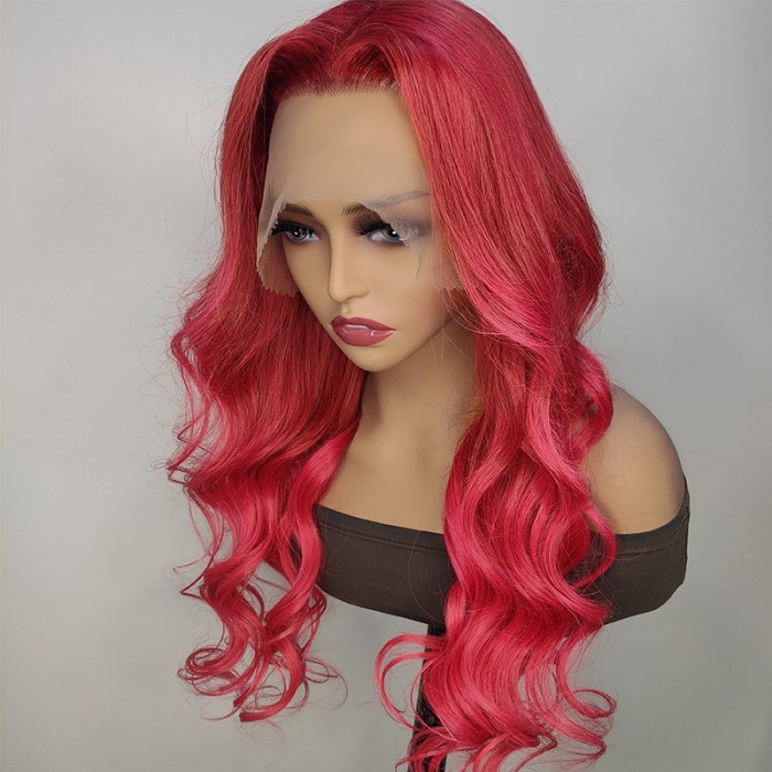 UNice Pink Colored 13x4 Lace Front Wig Loose Wave Human Hair