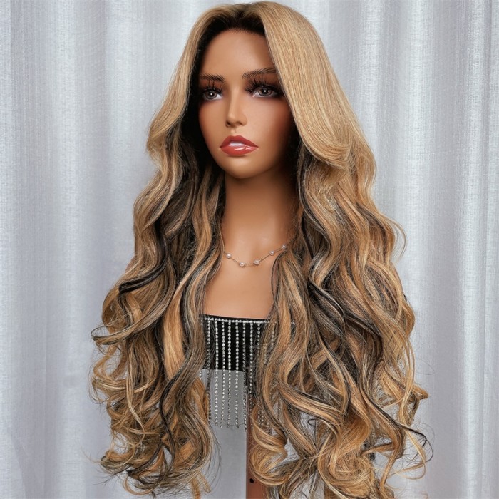 UNice 13x4 Lace Front Light Blonde Lowlights Loose Wave Wig