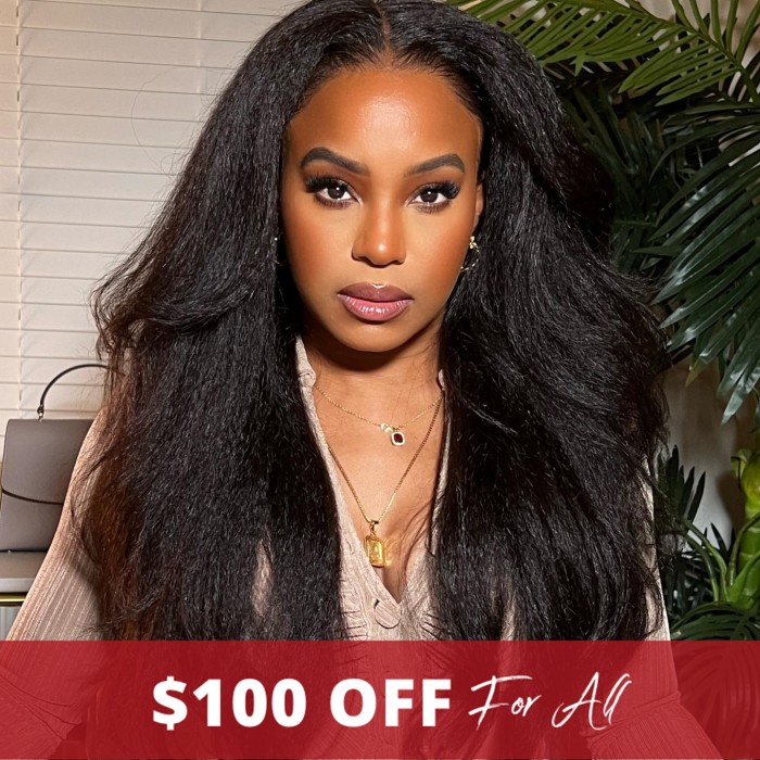 UNice 13*4 Kinky Straight Lace Front Wig Human Hair