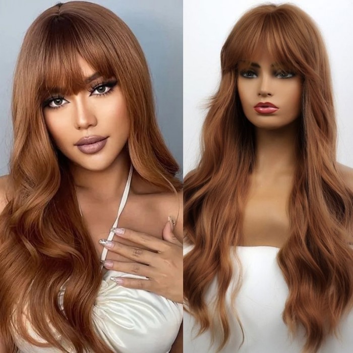 UNice Glueless Dark Brown Hair Color Layer Cut Bang Wig Install in 5 Mins