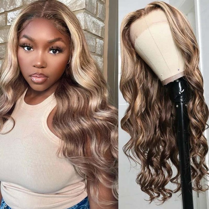  Highlight Lace Front Wigs Human Hair Body Wave Colored Wigs