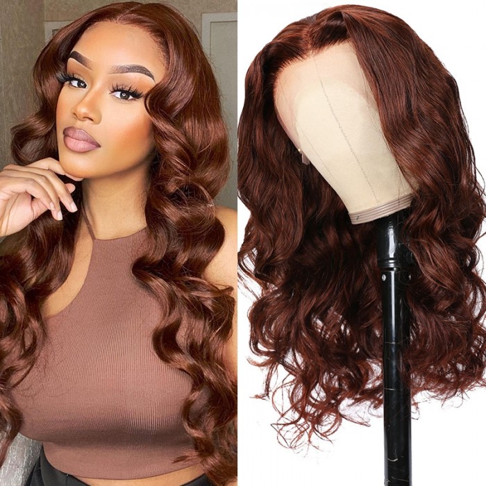 Reddish Brown Body Wave Lace Front Wig Color For Any Skins