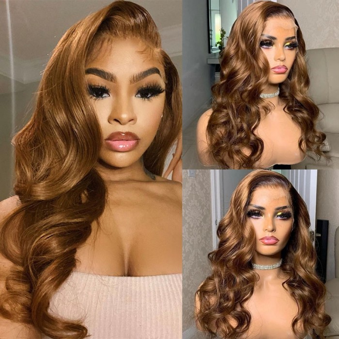 UNice Points Auction Light Brown 180% Density Loose Wave Big Voluminous Curl 13x4 lace Front Wig 14inch