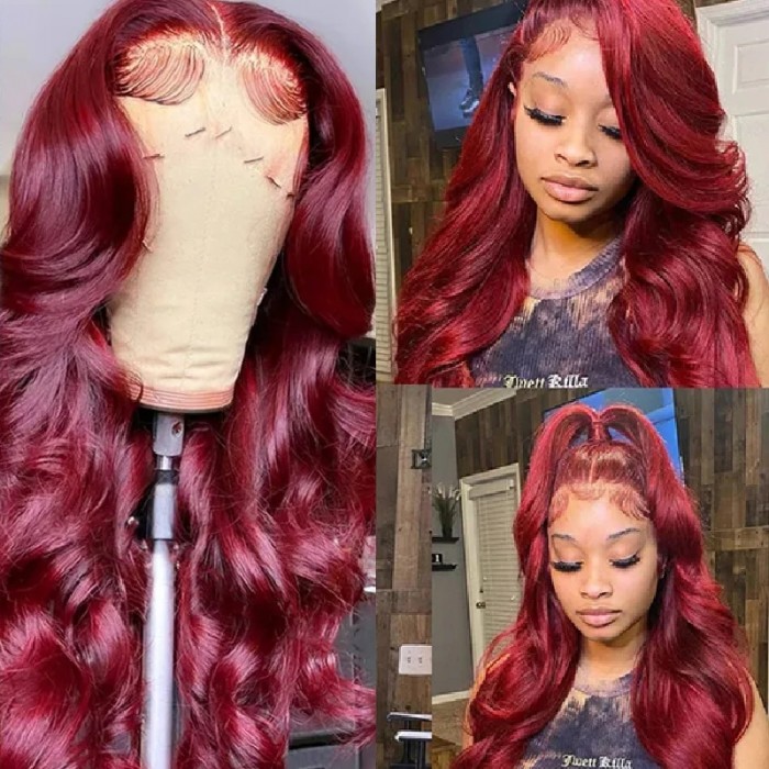 UNice Red Wine Burgundy Body Wave Lace Wigs