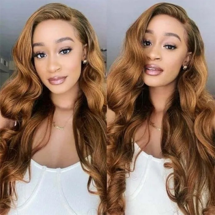 UNice Bronze And Golden Brown Balayage 13x4 Lace Front Body Wave Wig
