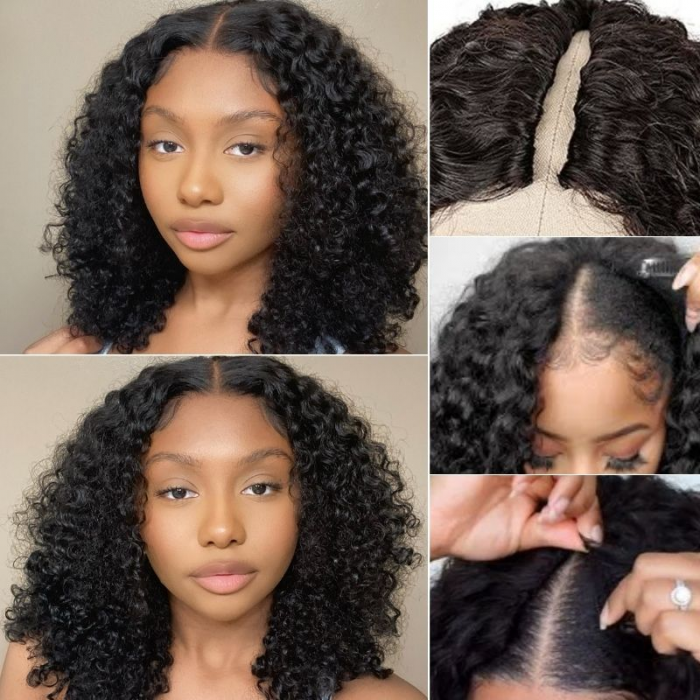 UNice V Part Glueless Water Wave Bob Wig No Leave Out Upgrade U Part Wig