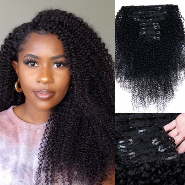 UNice Versatile Kinky Curly Clip In Extensions Human Hair
