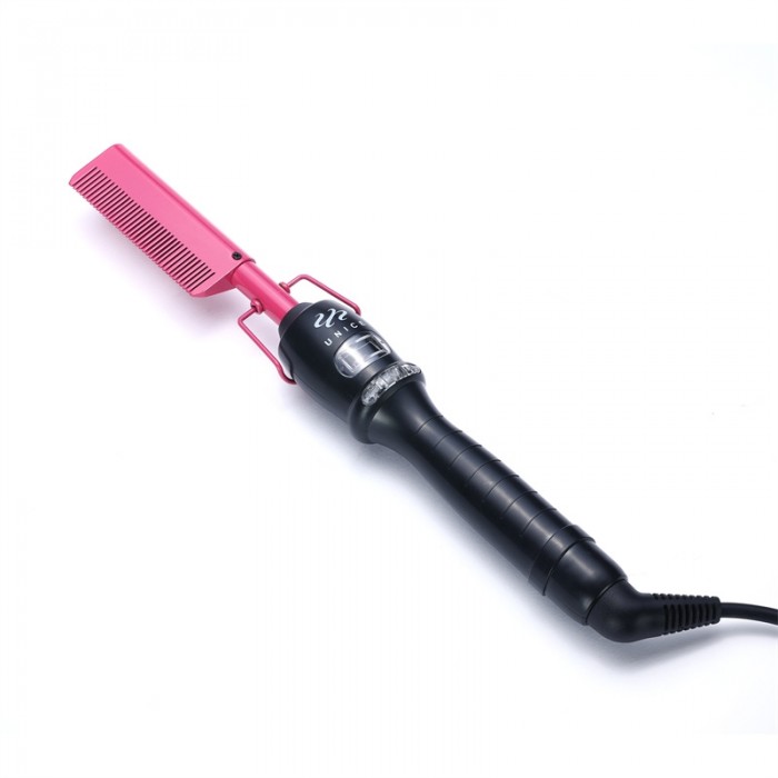 Unice Electric Hot Comb Pink Hair Straightener Electrical Straightening Comb for Natural Black Hair Wigs