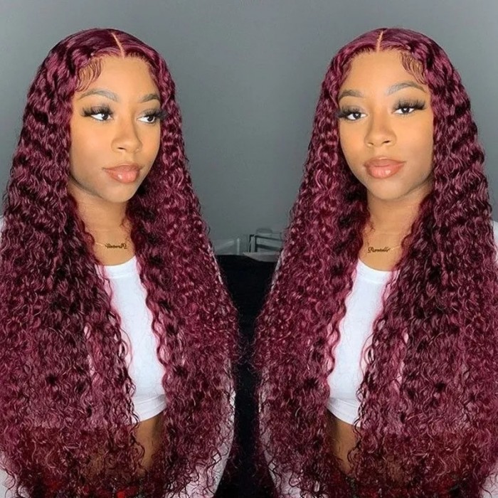 Unice 18inch  99j Hair Color Curly Lace Part Wig