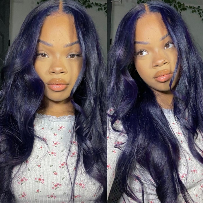 UNice Dark Silver Blue Loose Wave 13x4 Lace Front Wig