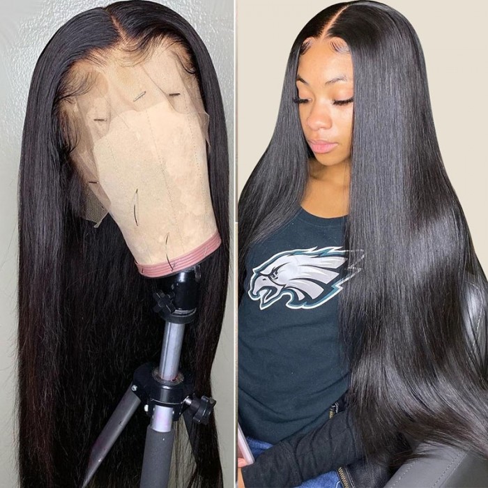 UNice New Design 100% Straight Human Hair Lace Front Wigs