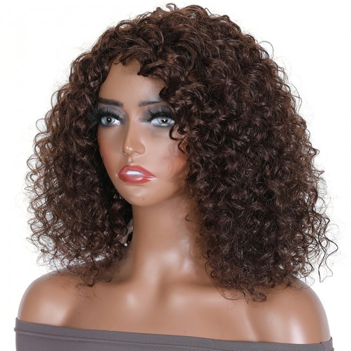UNice Glueless Throw On And Go Dark Brown Loose Curly Short Wig