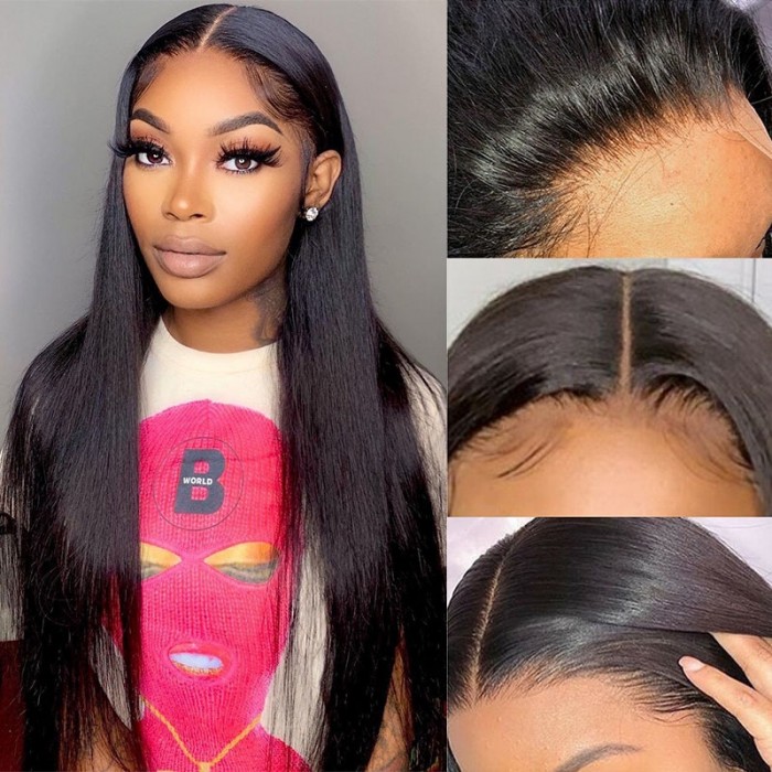 UNice Straight Middle Part Lace Wigs Pre Plucked Natural Hairline Long Wig With Baby Hair