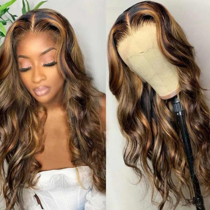 UNice 13x4 Lace Front Black To Brown Balayage Body Wave Wig
