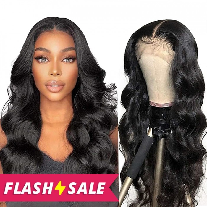 Flash Sale 16inch 150% Density Pre Plucked Body Wave 13x4 HD Lace Front Wigs  