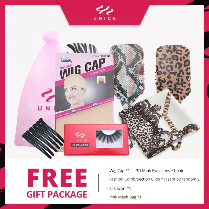 Unice FREE Gift Package : Wig cap, 3D Mink Eyelashes, Fashion Comb or Section Clips