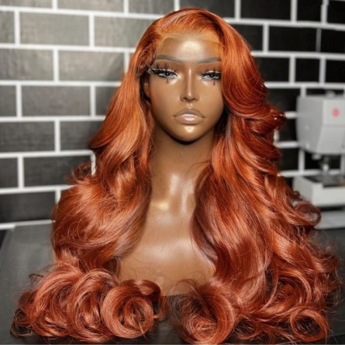 UNice Lace Front Wig Ginger Brown Autumn Nights Straight