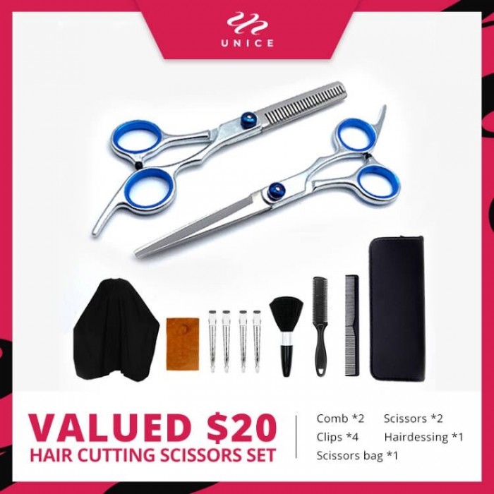 Unice Points 12 PCS Professional Haircut Scissors Kit with Hair Cutting Scissors Multi Use Haircut Kit for Home Salon Barber