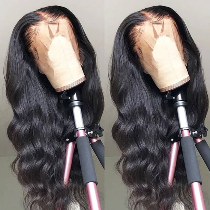 UNice Super Natural Body Wave 13x4 HD Lace Front Wigs Human Hair 200% ...