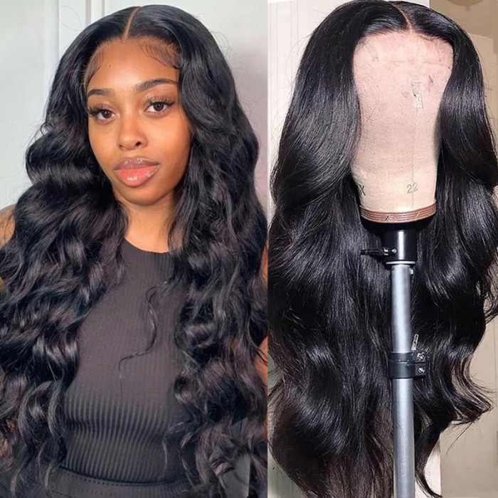 UNice 5x5 HD Glueless Lace Wigs Pre Plucked Body Wave Hair Clear Glueless Lace Wigs