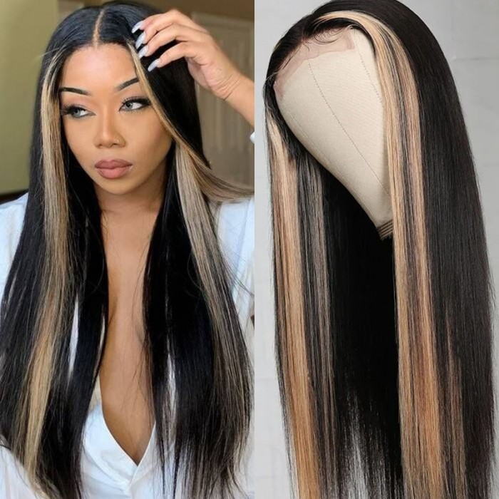 Ombre TL27 Straight Human Hair Lace Part Wigs 150%