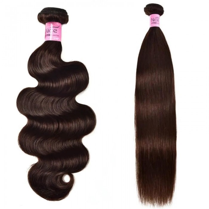 UNice Hair Dark Brown Color Human Hair 1 Bundle #2 Color Body Wave Straight