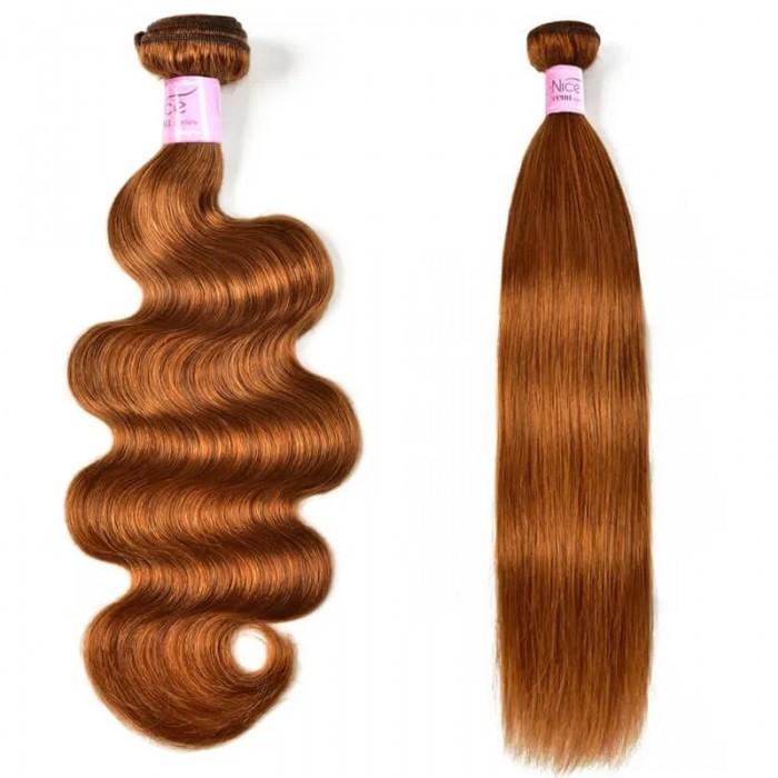 UNice #30 Colored Hair Bundles 1 Bundle 100g Remy Hair Extensions Brown Color Body Wave Straight